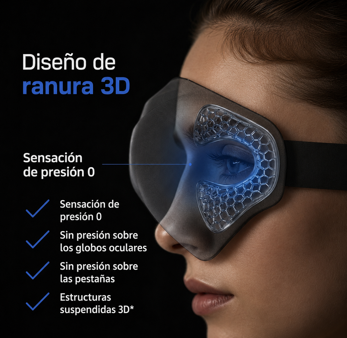 Antifaz de Descanso 3D – Bloqueo Total de Luz
